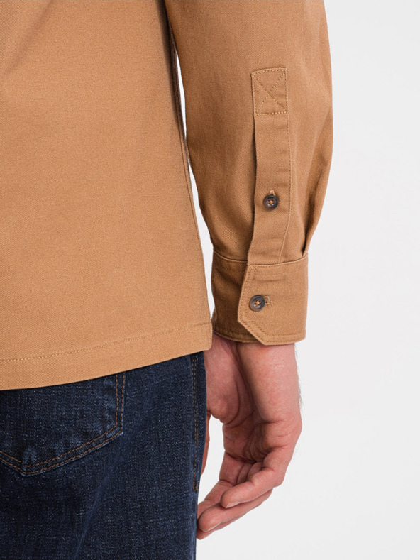 Ombre Clothing Hnedá pánska košeľa Ombre Clothing