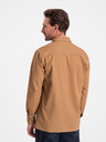 Ombre Clothing Hnedá pánska košeľa Ombre Clothing