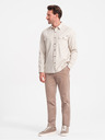 Ombre Clothing Krémová pánska košeľa Ombre Clothing Overshirt