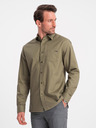 Ombre Clothing Zelená pánska košeľa Ombre Clothing Overal
