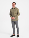 Ombre Clothing Zelená pánska košeľa Ombre Clothing Overal