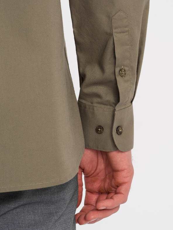 Ombre Clothing Zelená pánska košeľa Ombre Clothing Overal