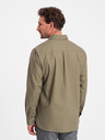Ombre Clothing Zelená pánska košeľa Ombre Clothing Overal