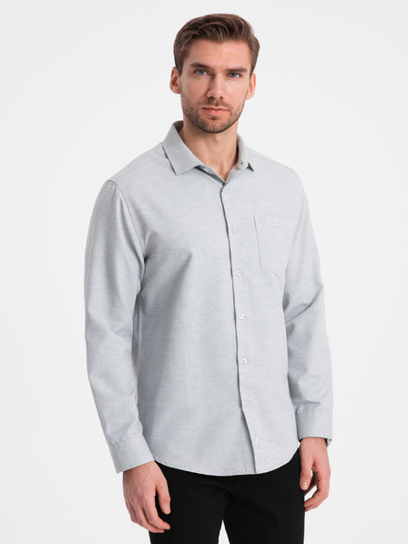 Ombre Clothing Svetlošedá pánska žíhaná košeľa Ombre Oblečenie
