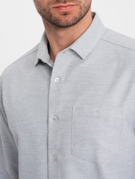 Ombre Clothing Svetlošedá pánska žíhaná košeľa Ombre Oblečenie