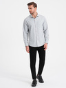 Ombre Clothing Svetlošedá pánska žíhaná košeľa Ombre Oblečenie