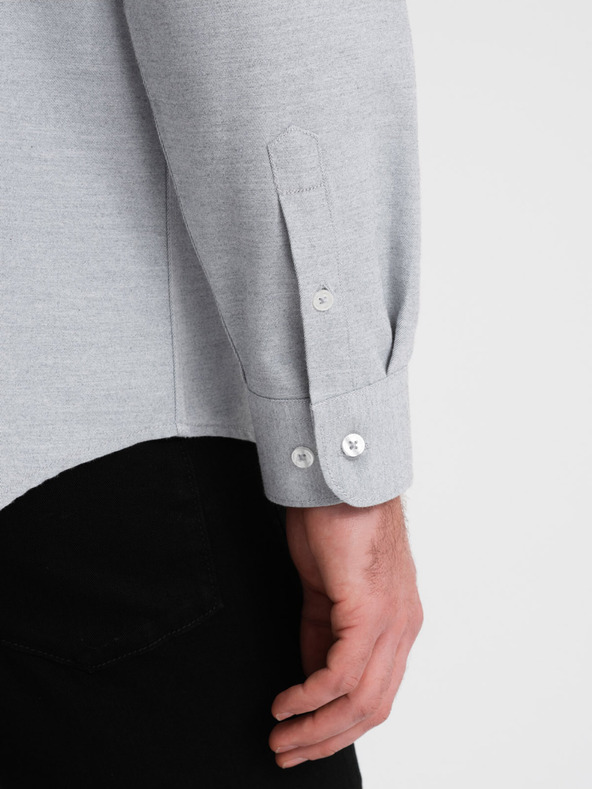 Ombre Clothing Svetlošedá pánska žíhaná košeľa Ombre Oblečenie