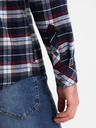Ombre Clothing Tmavomodrá pánska flanelová košeľa Ombre Oblečenie