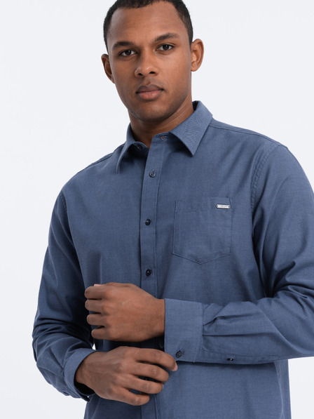 Ombre Clothing Tmavomodrá pánska košeľa Ombre Oblečenie
