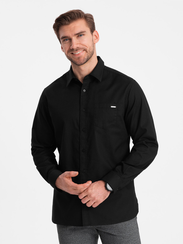 Ombre Clothing Čierna pánska košeľa Ombre Clothing