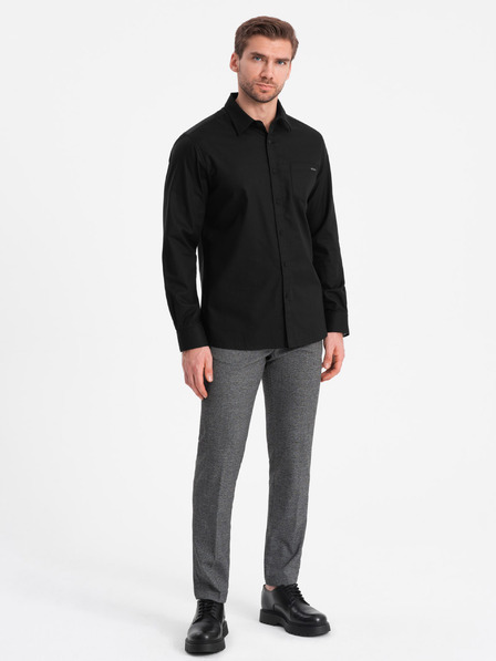 Ombre Clothing Čierna pánska košeľa Ombre Clothing