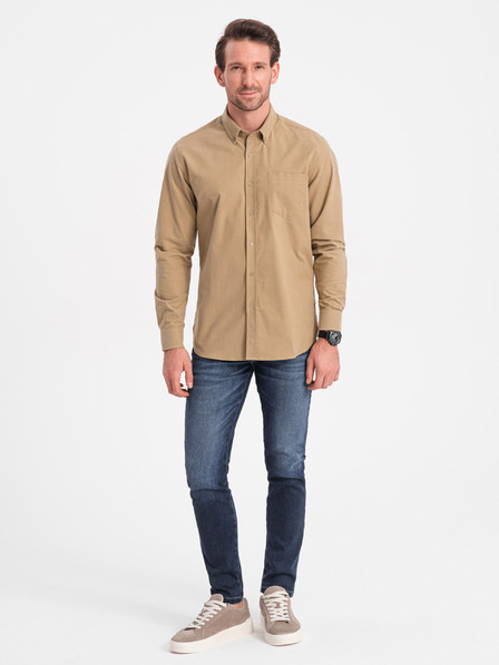 Ombre Clothing Svetlohnedá pánska košeľa Ombre Clothing