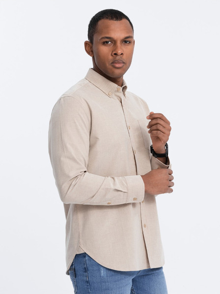 Ombre Clothing Béžová pánska košeľa Ombre Clothing
