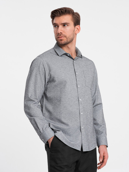 Ombre Clothing Svetlošedá pánska žíhaná košeľa Ombre Oblečenie