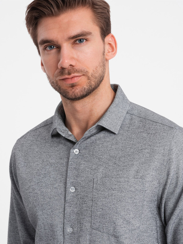 Ombre Clothing Svetlošedá pánska žíhaná košeľa Ombre Oblečenie