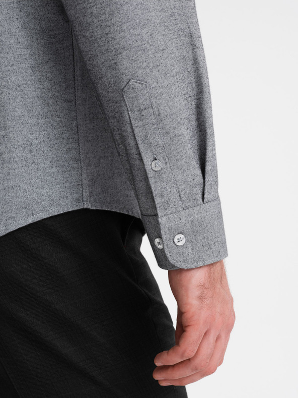 Ombre Clothing Svetlošedá pánska žíhaná košeľa Ombre Oblečenie