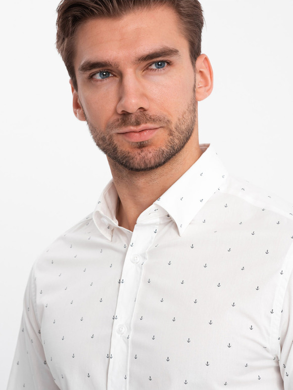 Ombre Clothing Biele pánske vzorované tričko by Ombre Clothing