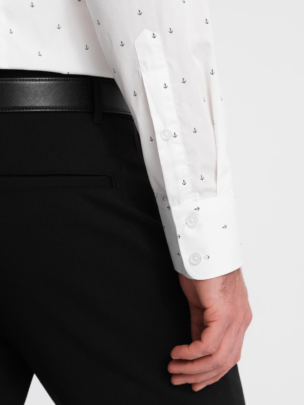 Ombre Clothing Biele pánske vzorované tričko by Ombre Clothing