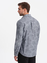 Ombre Clothing Šedá pánska vzorovaná košeľa Ombre Clothing