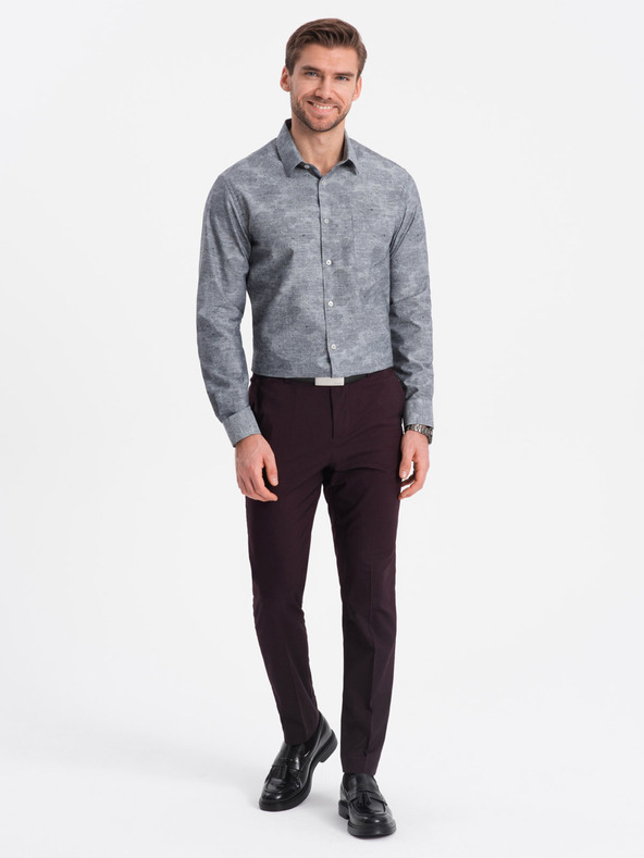 Ombre Clothing Šedá pánska vzorovaná košeľa Ombre Clothing