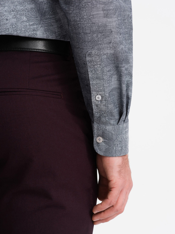 Ombre Clothing Šedá pánska vzorovaná košeľa Ombre Clothing