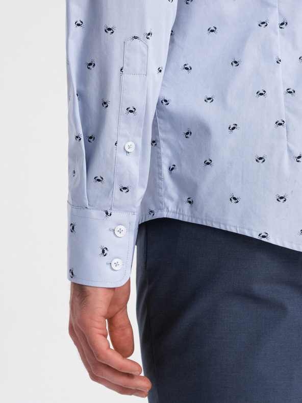 Ombre Clothing Svetlomodré pánske vzorované tričko Ombre oblečenie