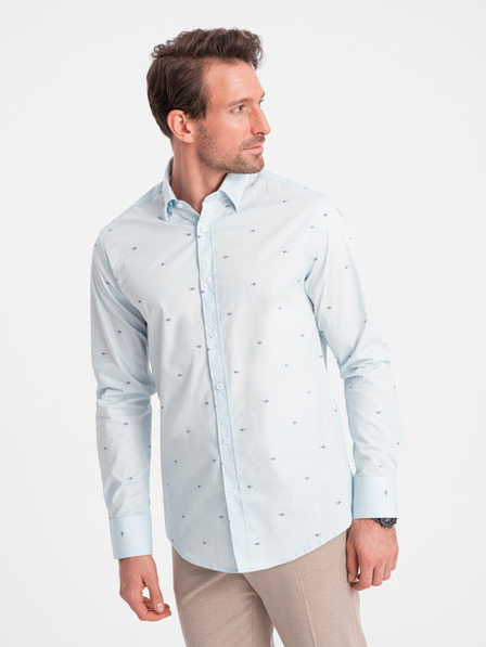 Ombre Clothing Svetlomodré pánske vzorované tričko Ombre oblečenie