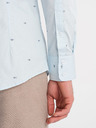 Ombre Clothing Svetlomodré pánske vzorované tričko Ombre oblečenie