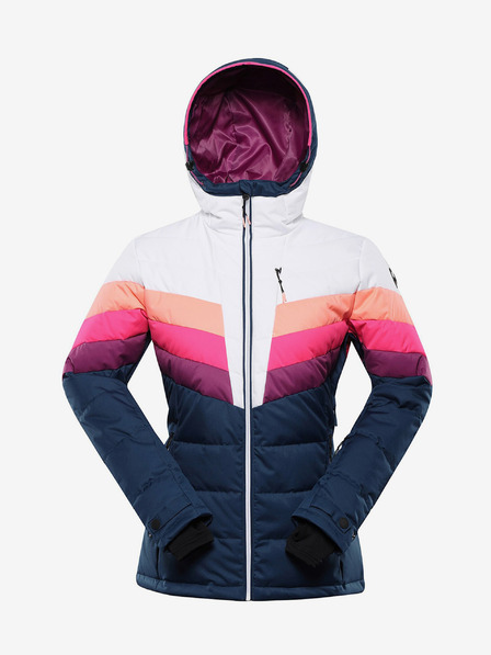 ALPINE PRO Modro-biela dámska páperová lyžiarska bunda s membránou PTX ALPINE PRO Feedra