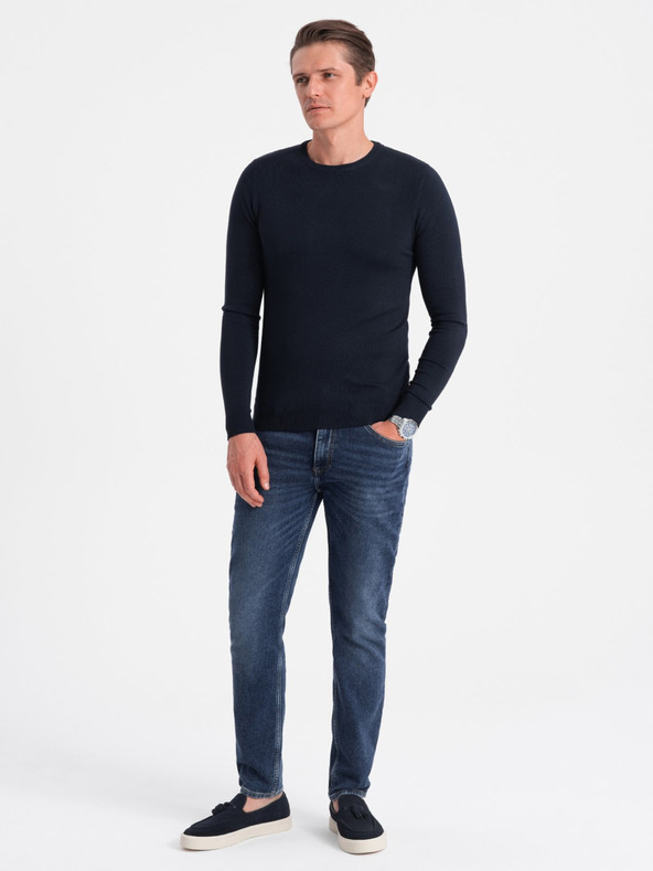 Ombre Clothing Tmavomodrý pánsky sveter Ombre Oblečenie