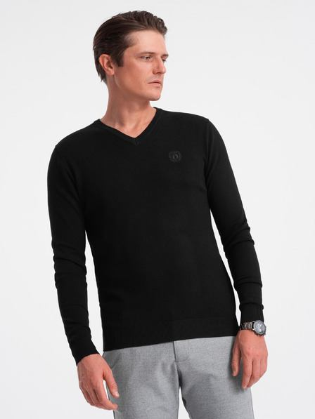 Ombre Clothing Čierny pánsky sveter Ombre Clothing
