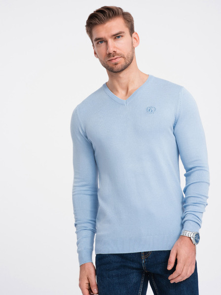 Ombre Clothing Svetlomodrý pánsky sveter Ombre Oblečenie
