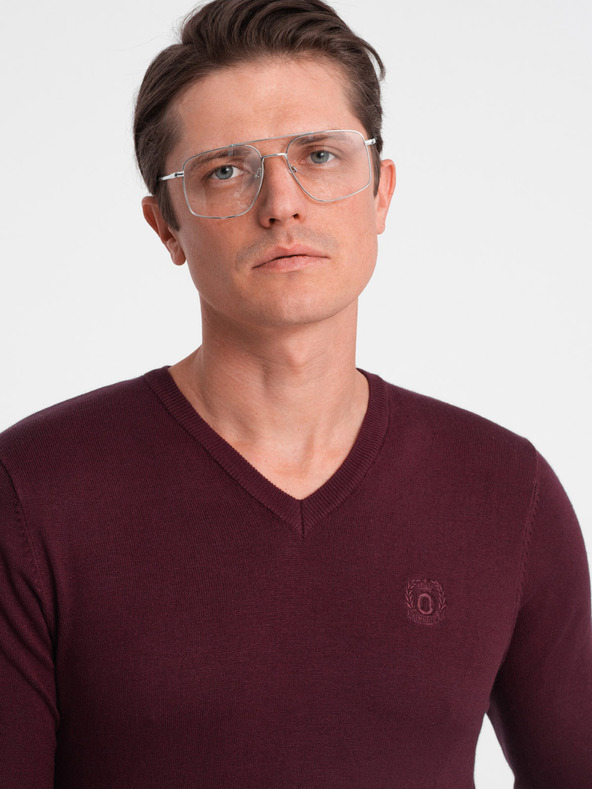 Ombre Clothing Pánsky bordový sveter Ombre Oblečenie