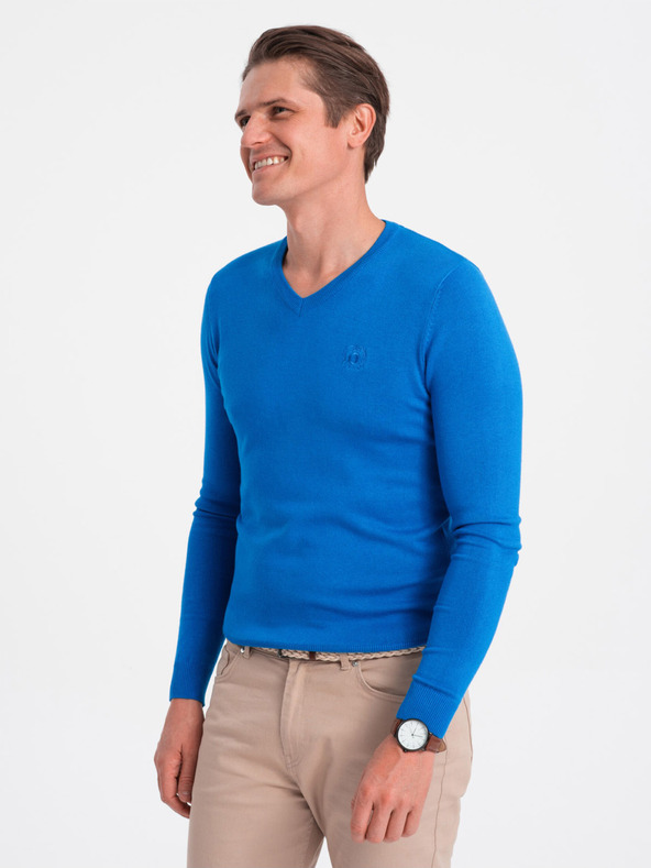 Ombre Clothing Modrý pánsky sveter Ombre Oblečenie