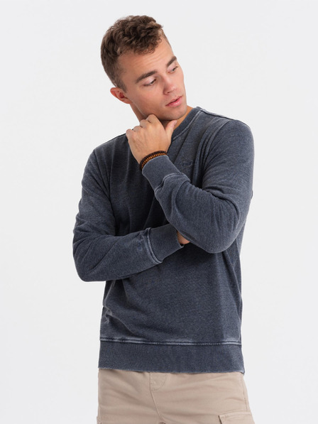 Ombre Clothing Tmavomodrá pánska mikina Ombre Oblečenie