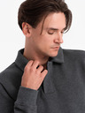 Ombre Clothing Šedá pánska mikina so základným golierom Ombre Oblečenie