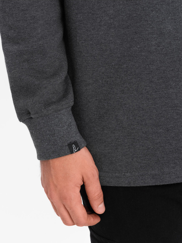 Ombre Clothing Šedá pánska mikina so základným golierom Ombre Oblečenie