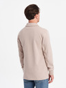 Ombre Clothing Béžová pánska mikina so základným golierom Ombre Oblečenie
