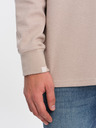 Ombre Clothing Béžová pánska mikina so základným golierom Ombre Oblečenie