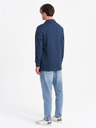 Ombre Clothing Tmavomodrá pánska mikina so základným golierom Ombre Oblečenie