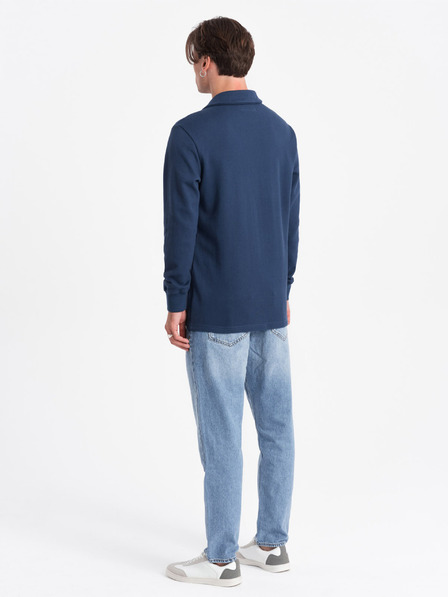Ombre Clothing Tmavomodrá pánska mikina so základným golierom Ombre Oblečenie