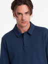 Ombre Clothing Tmavomodrá pánska mikina so základným golierom Ombre Oblečenie