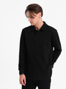 Ombre Clothing Čierna pánska mikina so základným golierom Ombre Oblečenie