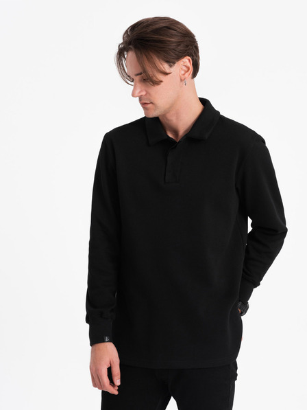 Ombre Clothing Čierna pánska mikina so základným golierom Ombre Oblečenie