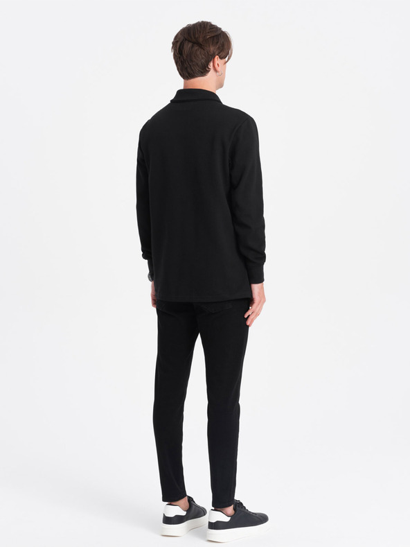 Ombre Clothing Čierna pánska mikina so základným golierom Ombre Oblečenie