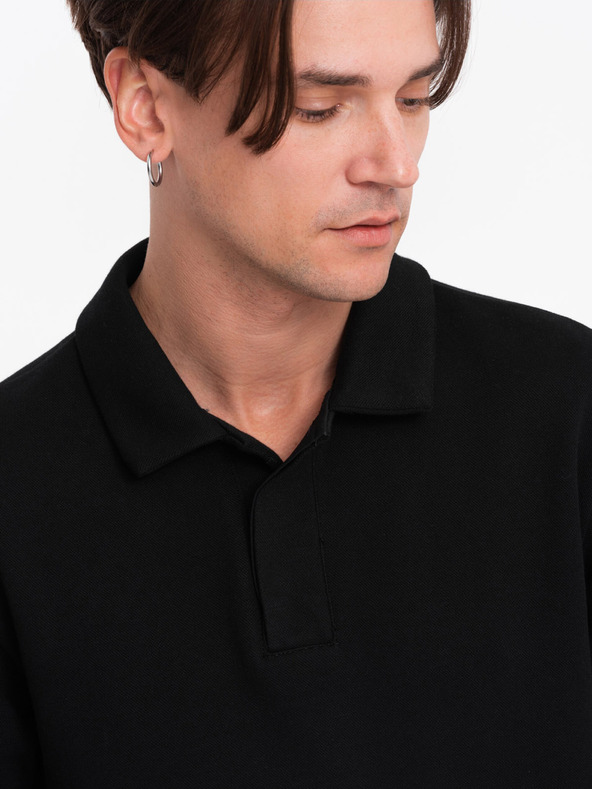 Ombre Clothing Čierna pánska mikina so základným golierom Ombre Oblečenie