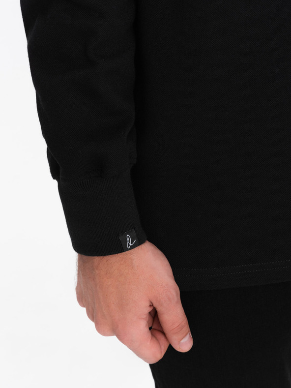 Ombre Clothing Čierna pánska mikina so základným golierom Ombre Oblečenie