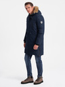Ombre Clothing Tmavomodrá pánska zimná bunda s umelou kožušinou Ombre Clothing Alaskan