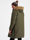 Ombre Clothing Zelená pánska zimná bunda s umelou kožušinou Ombre Clothing Alaskan