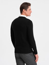 Ombre Clothing Čierny pánsky sveter s košeľovým golierom Ombre Oblečenie